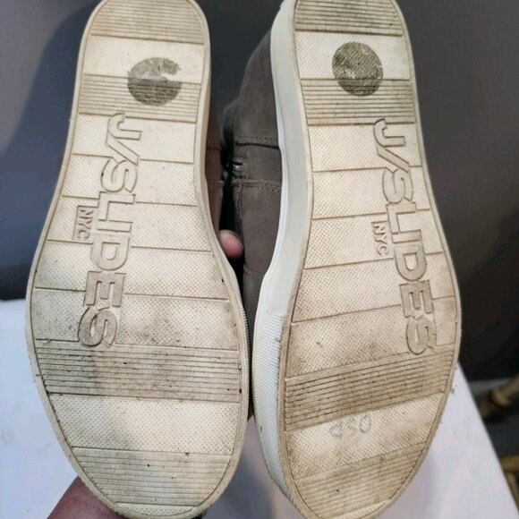 J Slides TAUPE Leather Tina Platform Ankle Side Zip BOOT 7 M - Picture 6 of 6